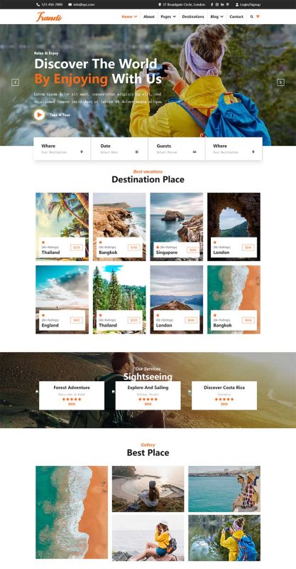 响应式旅行观光服务前端静态网站模板-源码分享网