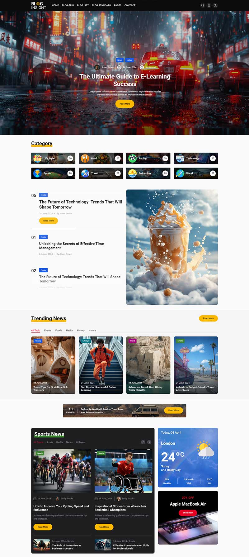 响应式HTML5新闻资讯分享前端静态网页模板-源码分享网