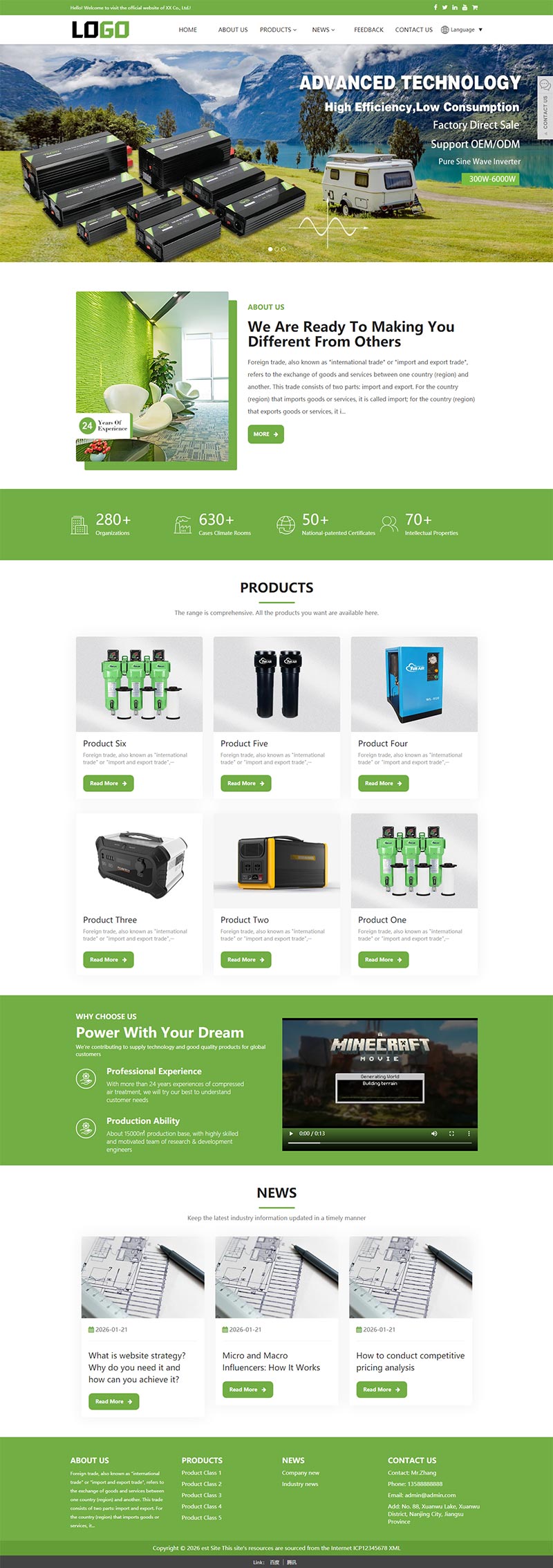 (自适应手机端)电源设备外贸网站模板 带自动翻译功能-源码分享网