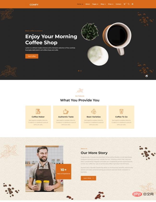 现代主题咖啡店宣传网站模板-源码分享网