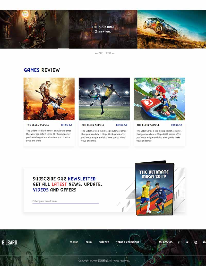 响应式游戏网站Bootstrap模板