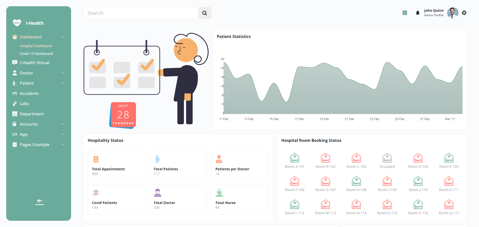 医院就诊统计后台管理模板-I-Health