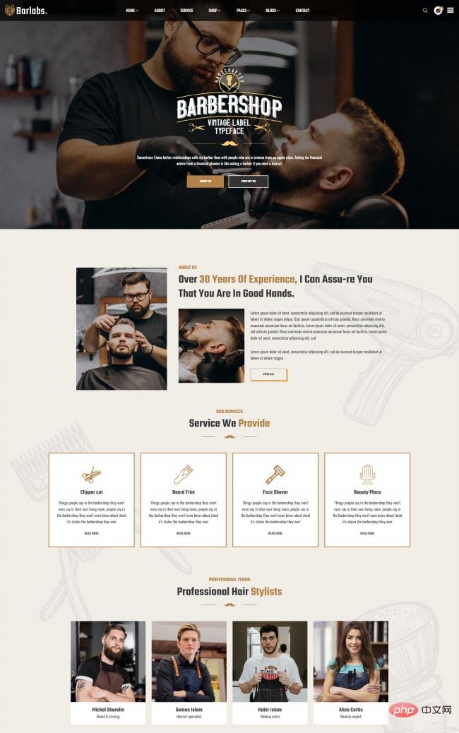 理发店服务宣传网站HTML5模板