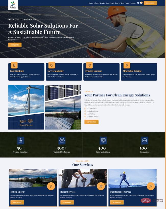 HTML5太阳能电池板新能源公司网站模板