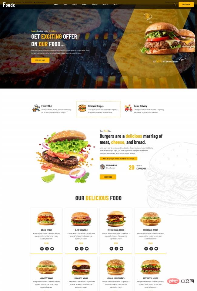 响应式汉堡美食餐饮网站模板