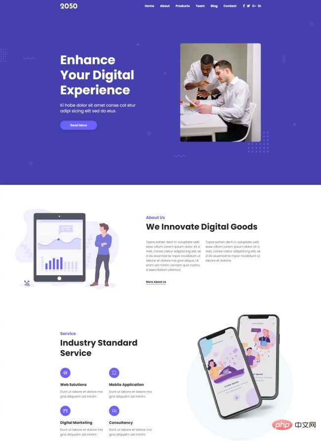 中小型数字产品服务公司网站模板-源码分享网