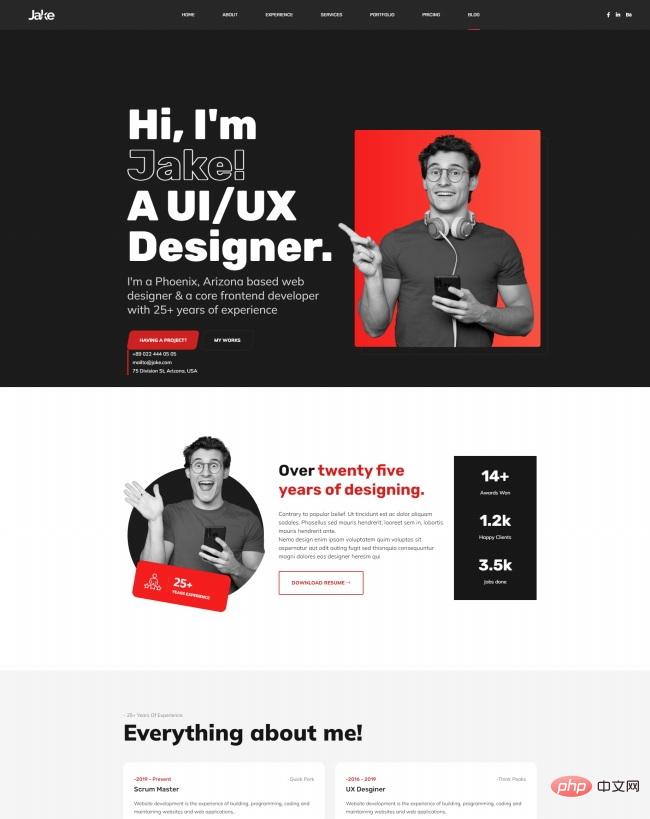 黑色风格UI设计师作品展示网站模板