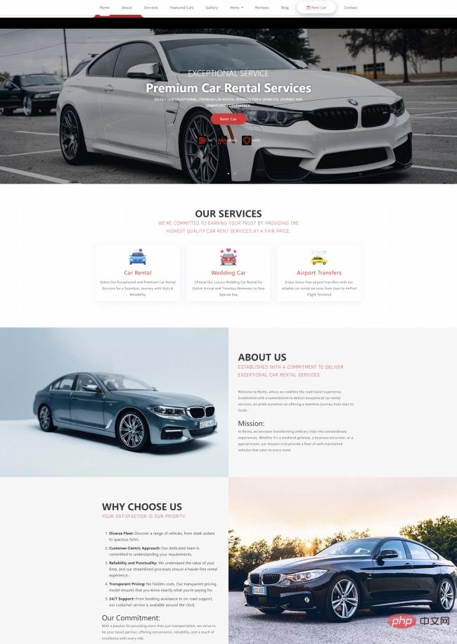 高级汽车租赁服务公司网站模板-源码分享网