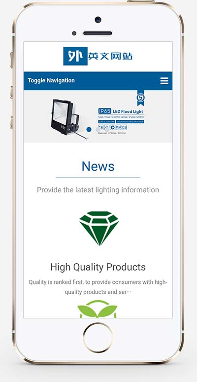 (自适应手机版)LED外贸灯具英文网站模板-源码分享网