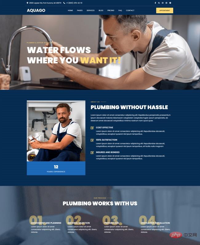 管道工程服务公司HTML5网站模板