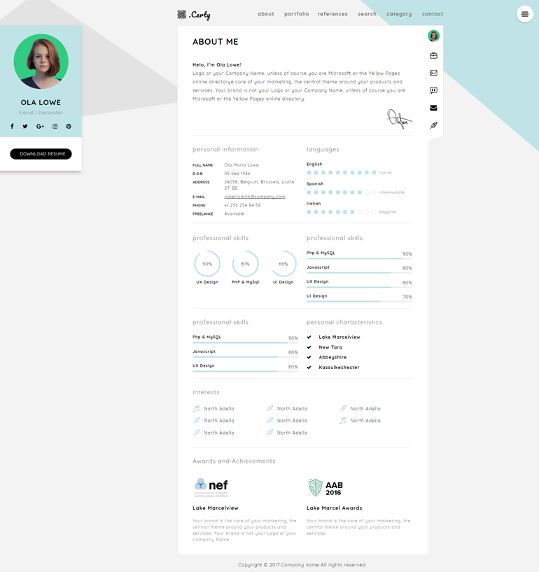 HTML5响应式个人简历网站模板-源码分享网