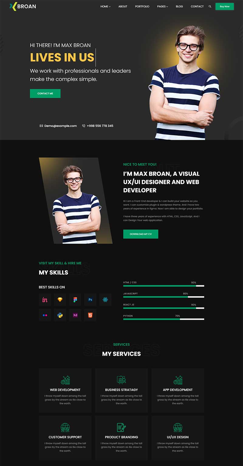 互联网行业岗位个人简历展示静态网页模板-源码分享网