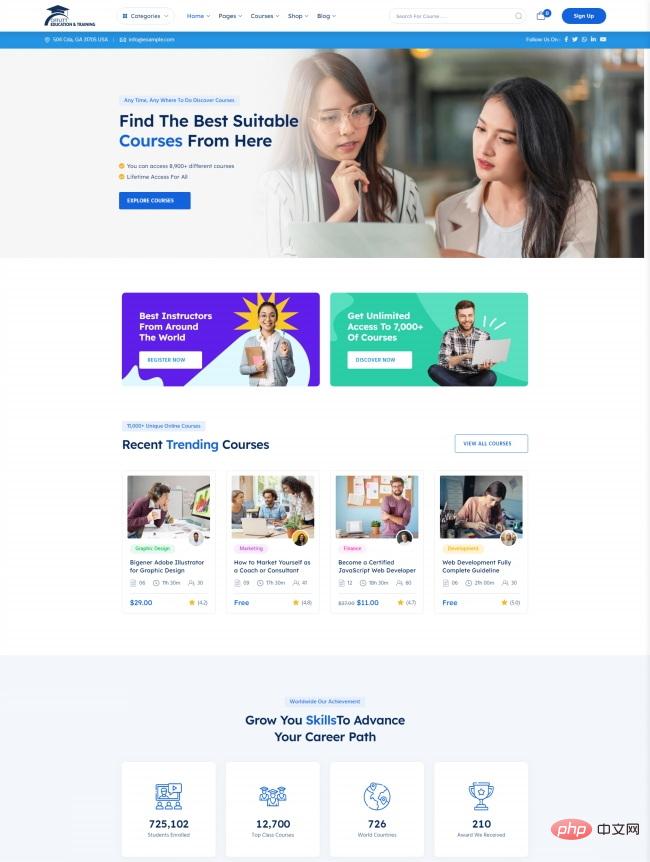 网络在线课程教育服务网站模板