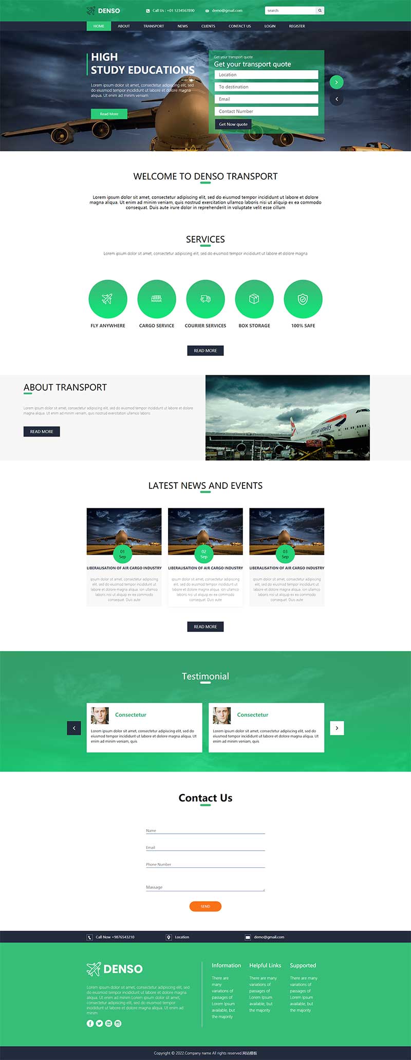 飞行员课程教育网站模板-源码分享网