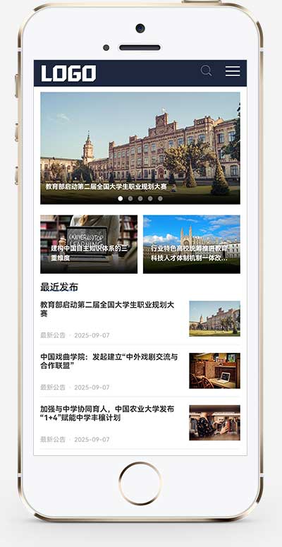 (自适应手机端)招生考试网站模板 新闻资讯博客网站源码下载-源码分享网