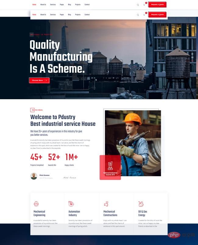 现代工业服务机构宣传网站模板-源码分享网