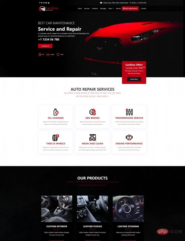 响应式汽车维修保养服务网站模板