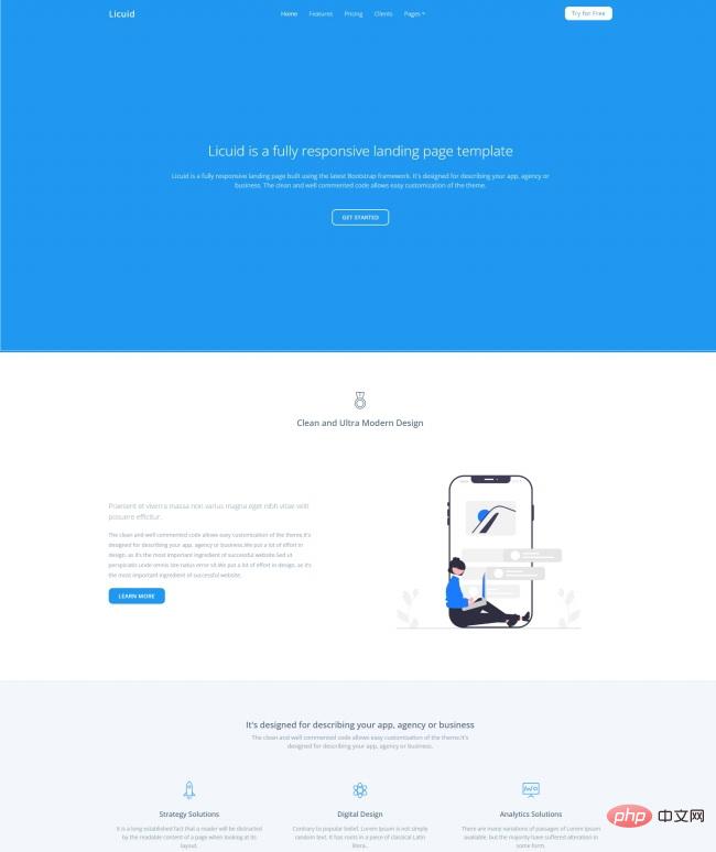 蓝色极简风格公司登录页网页模板-源码分享网