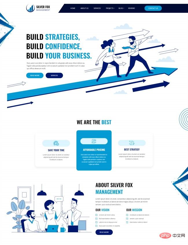 扁平化风格商业策略服务公司网站模板-源码分享网