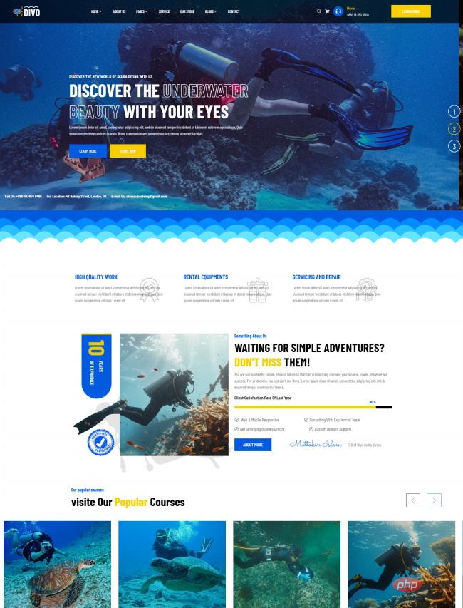 海洋馆潜水体验馆宣传网站模板-源码分享网