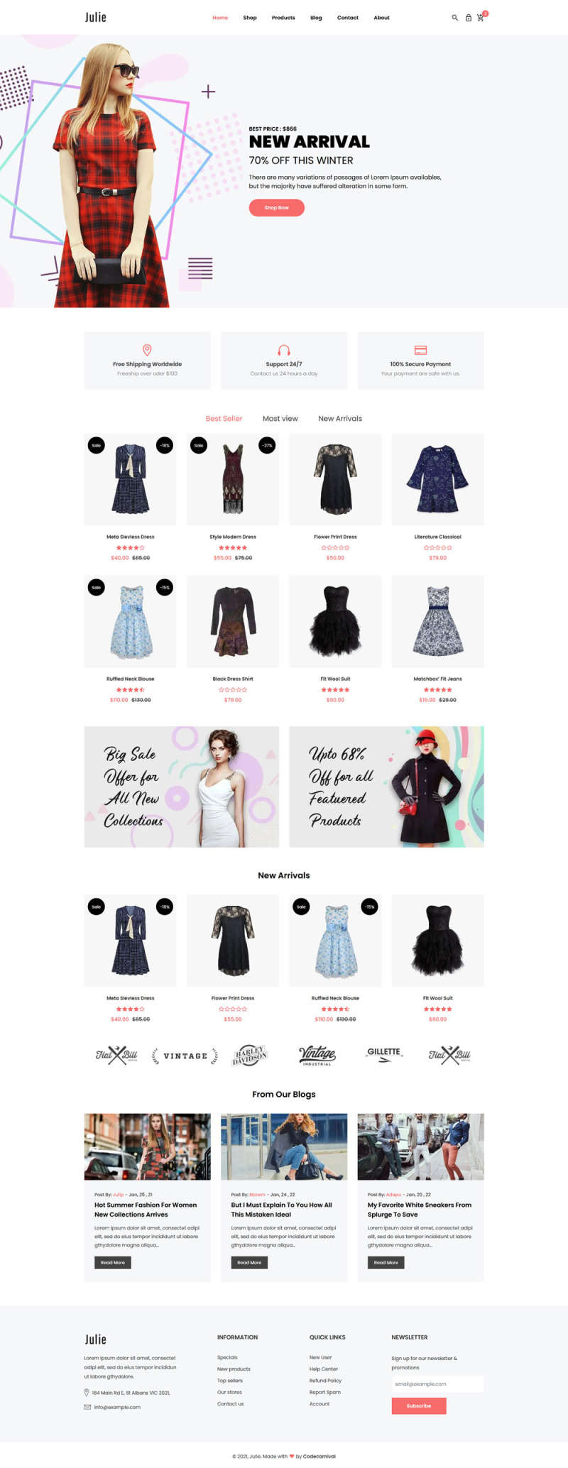 简洁的时尚女装bootstrap电商模板-源码分享网