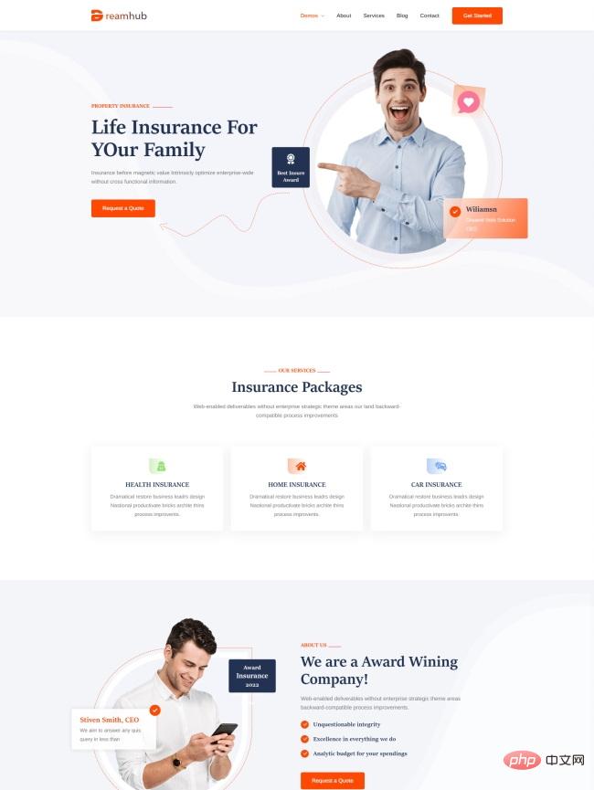 人寿保险服务公司宣传网站模板-源码分享网