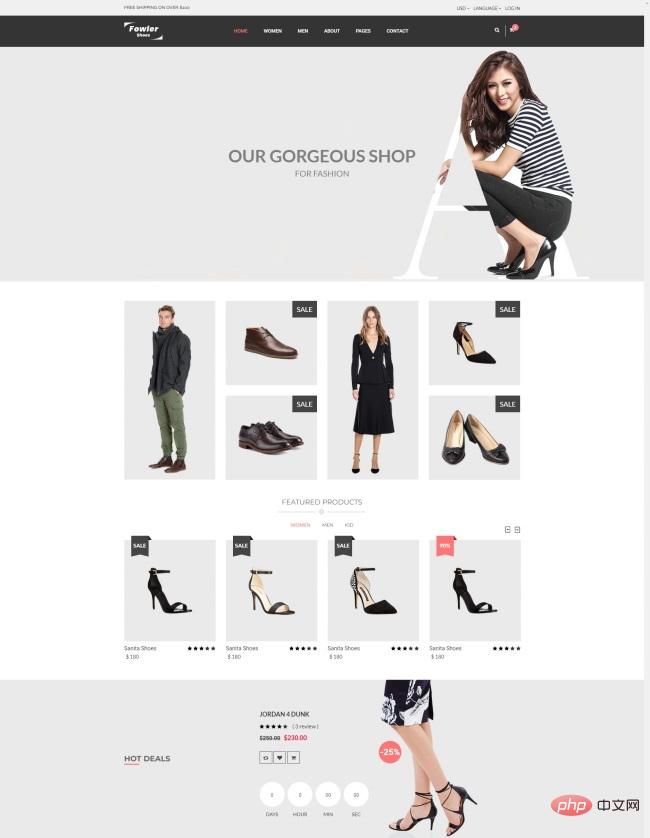 时尚鞋品在线商城网站模板-源码分享网