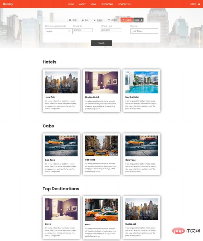 旅行酒店预定汽车出租服务网站模板-源码分享网