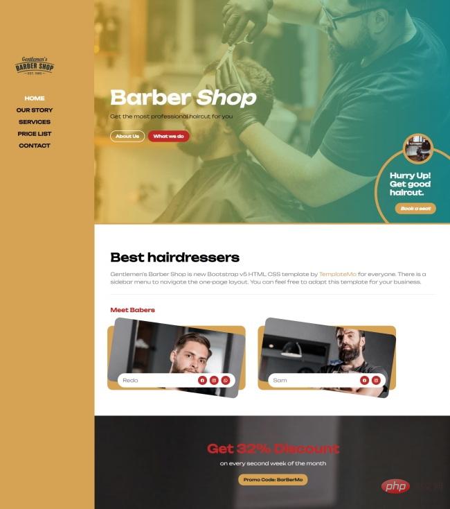 时尚理发沙龙服务网站模板-源码分享网