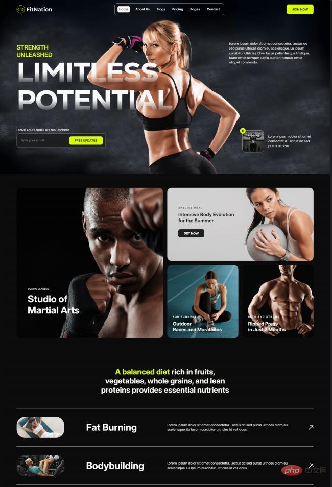 黑色风格运动健身服务机构网站模板-源码分享网