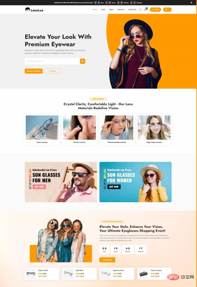 HTML5眼镜在线商城网站模板
