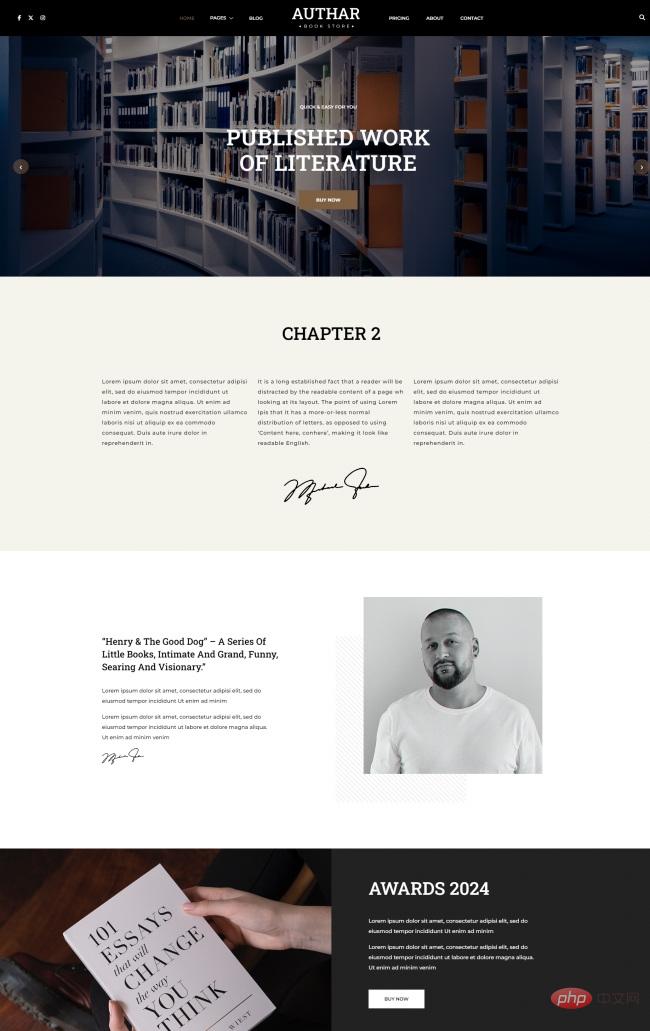 响应式书店文学作品展示网站模板