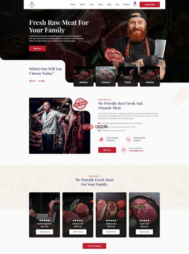 新鲜有机肉类宣传网站模板-源码分享网