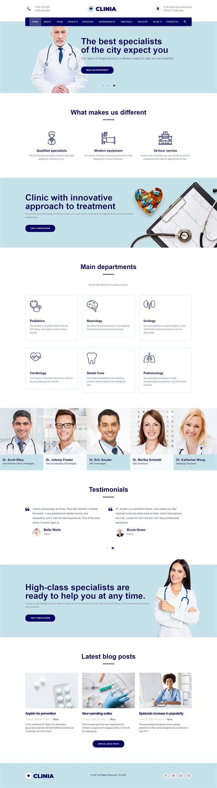 蓝色诊所服务网站HTML5模板-源码分享网