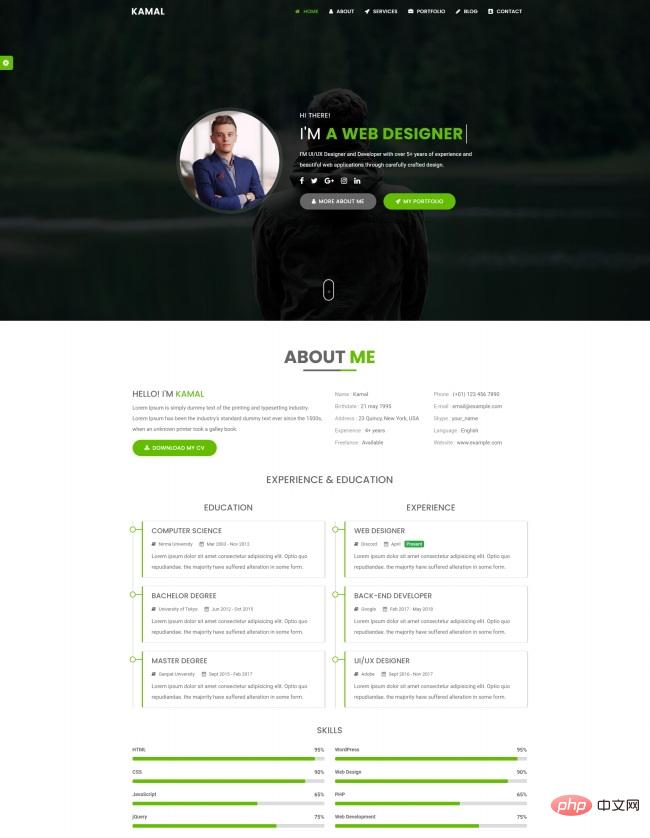 网页设计师个人简历展示模板