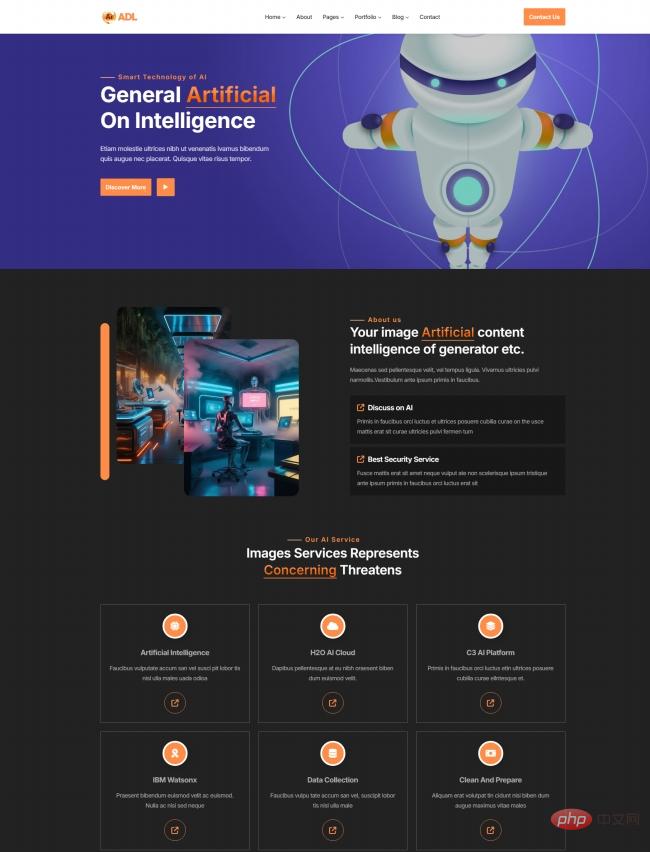 人工智能技术服务公司CSS网站模板-源码分享网