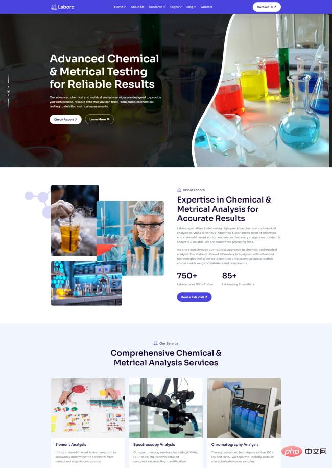 响应式化学实验机构宣传网站模板