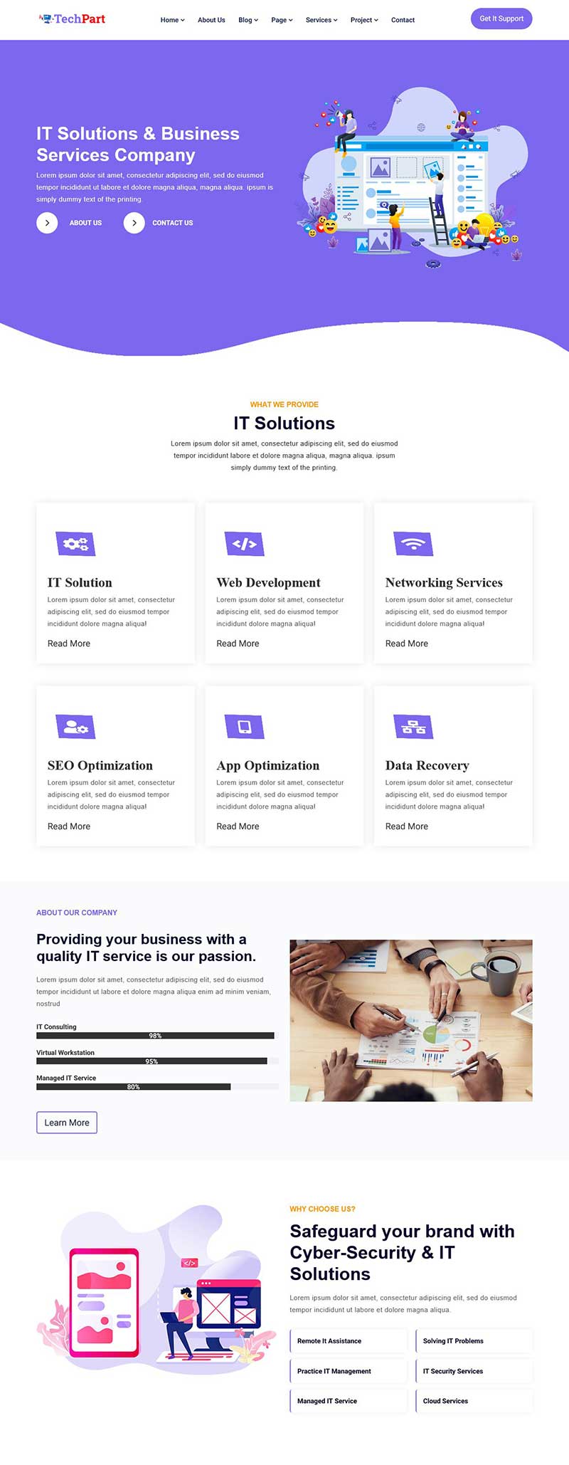 IT服务与商业解决方案静态前端网站模板-源码分享网