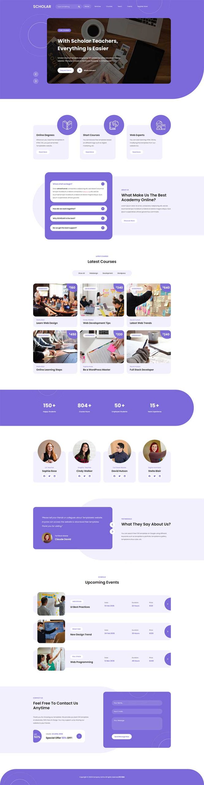 响应式网上学校前端静态HTML5模板-源码分享网