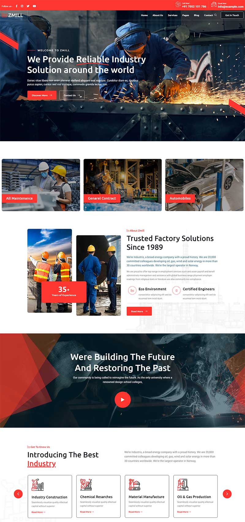 工业制造行业HTML5前端静态网站模板-源码分享网