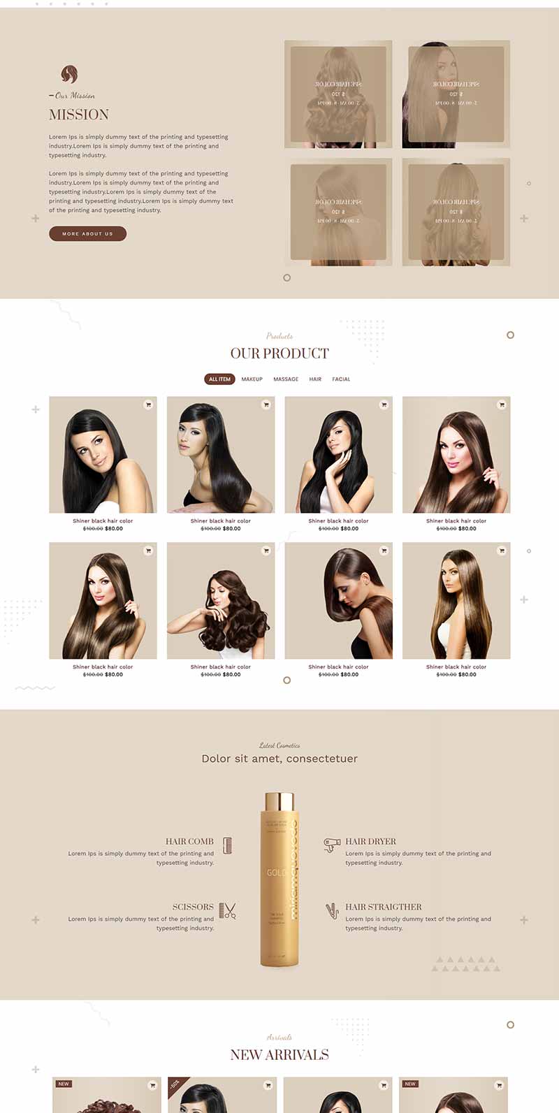 理发店艺术发廊电商网站Bootstrap模板