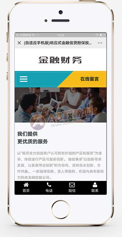 (自适应手机版)响应式金融信贷担保投资风险类织梦模板-源码分享网