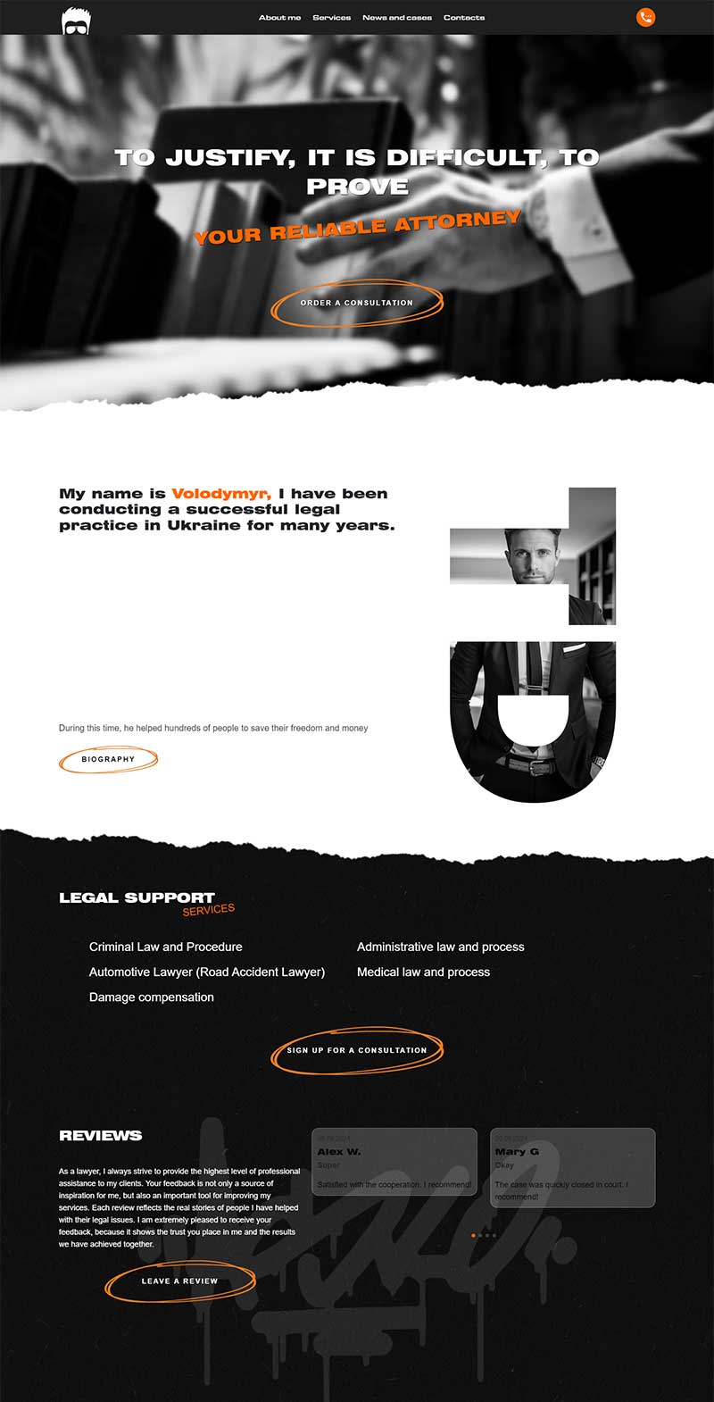 黑白风格律师个人网站静态html模板-源码分享网