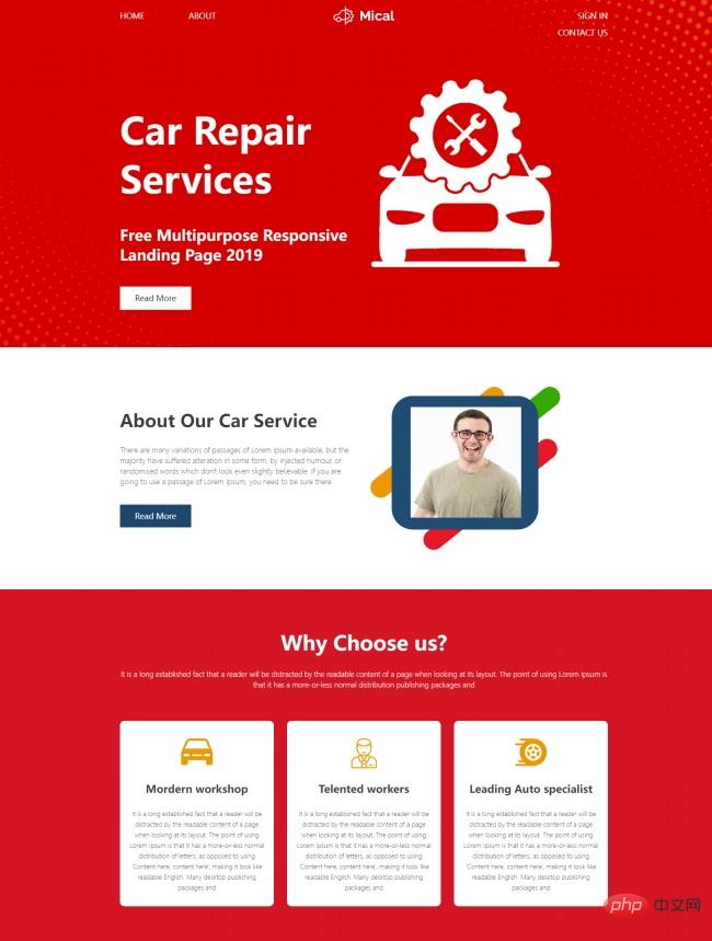 汽车维修服务响应式登录页模板-源码分享网