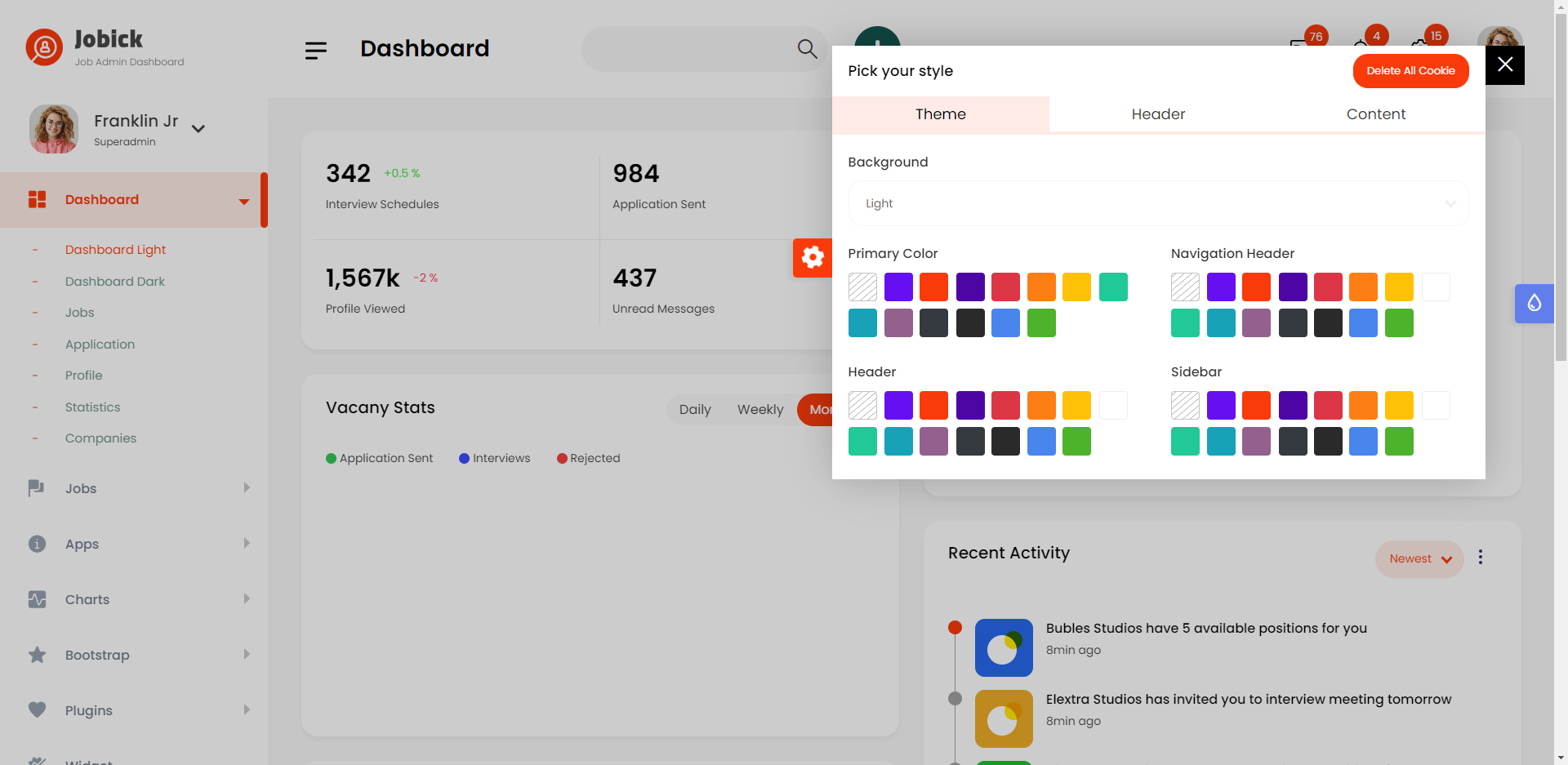 工作招聘面试OA系统后台模板-Jobick
