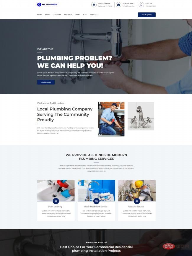 管道维修服务机构HTML5网站模板