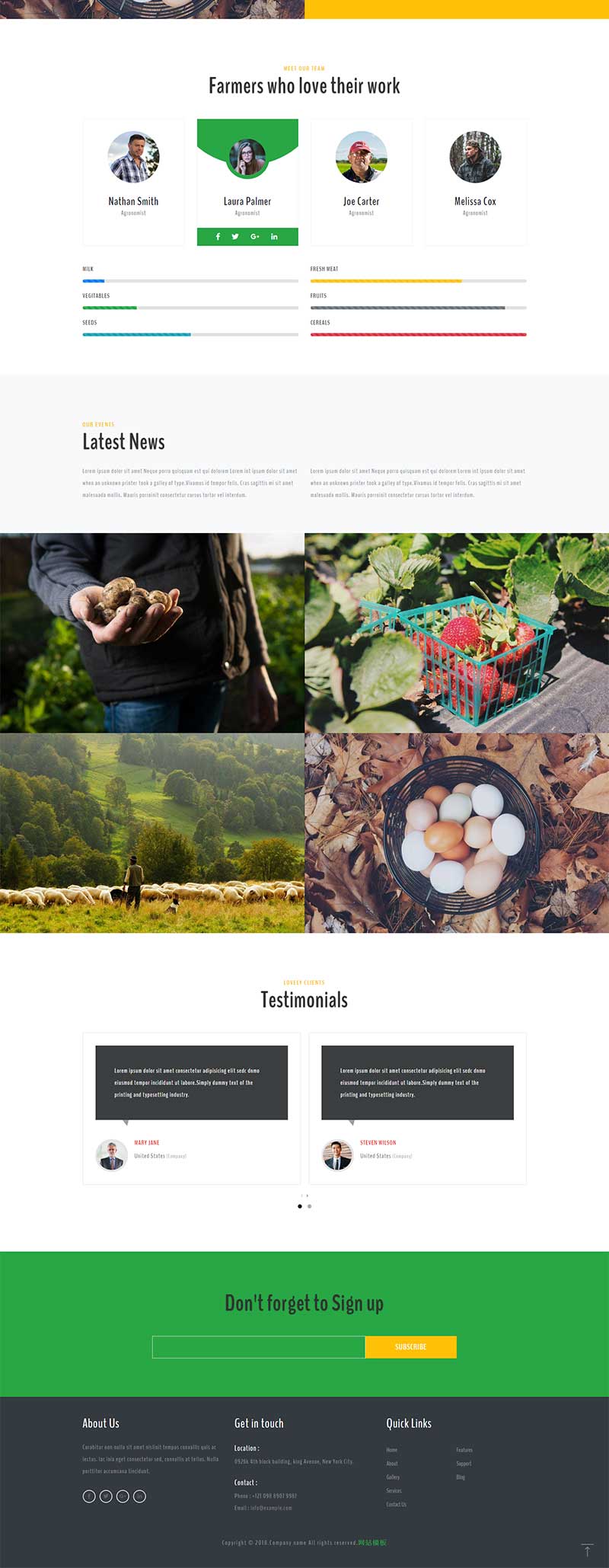 宽屏农业农产品种植养殖企业基地静态网站html模板