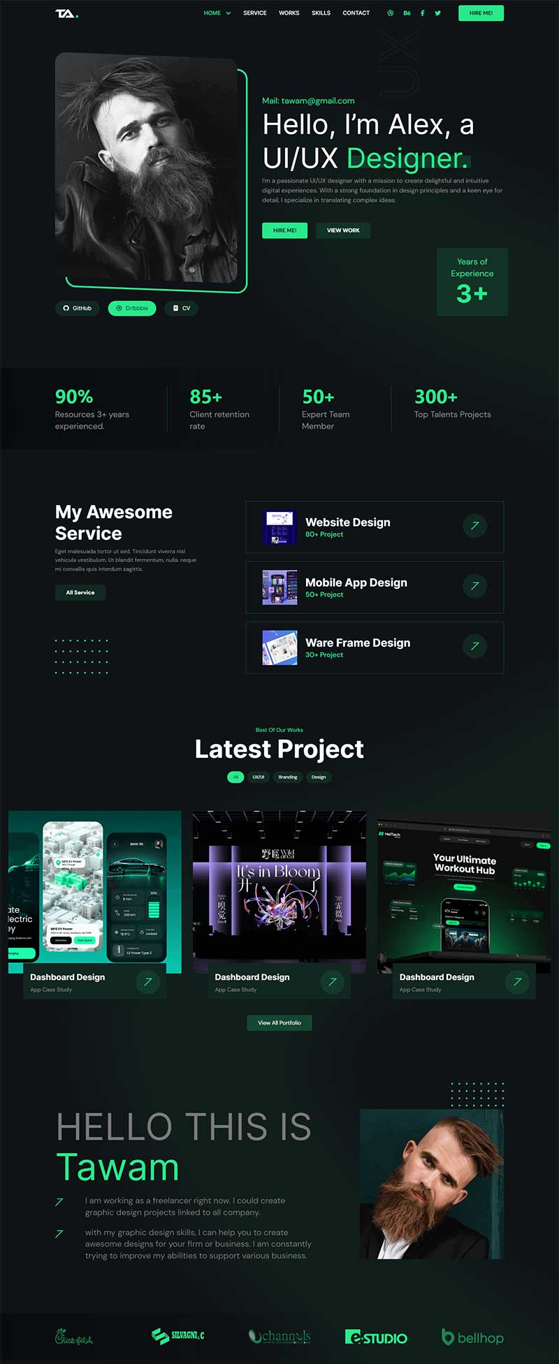 UI设计师个人简历作品展示网页模板-源码分享网