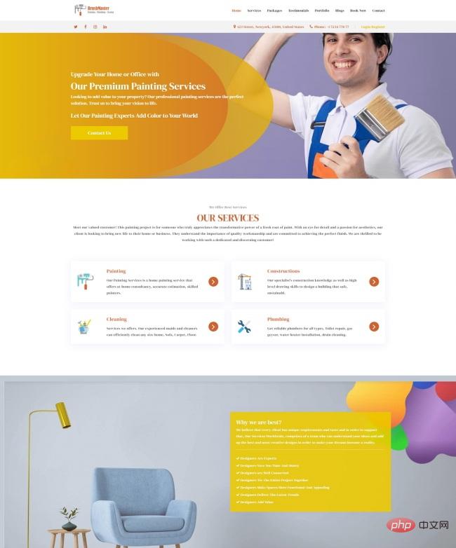 房屋装修粉刷服务公司网站模板-源码分享网