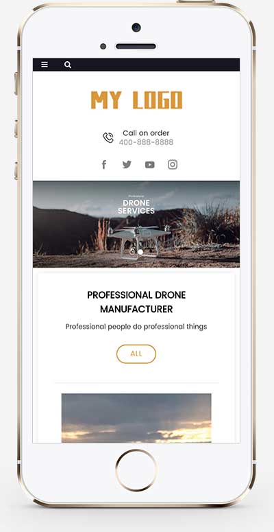 (自适应手机端)无人机英文外贸企业pbootcms网站模板-源码分享网